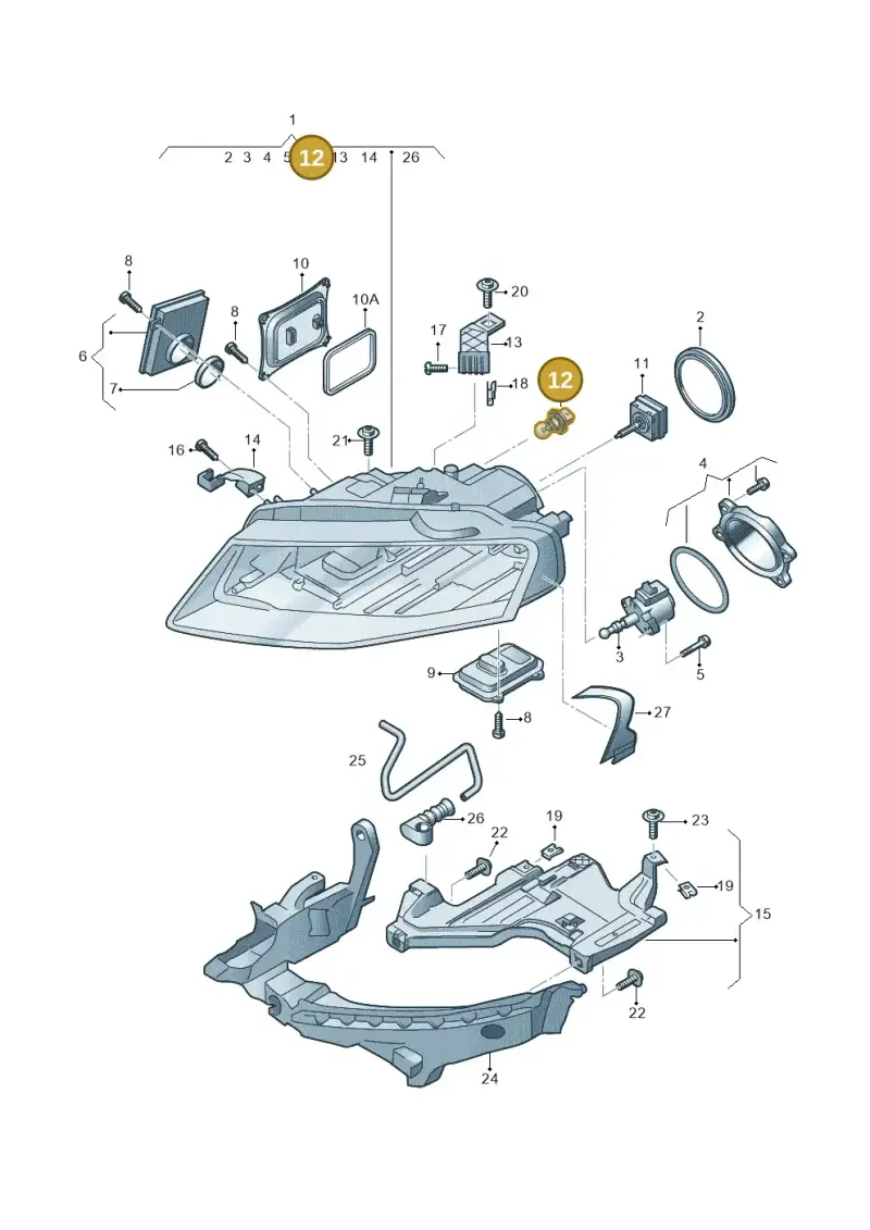N10737401 — Audi A4 Av. Allroad (2008-2016) diagram 636941100, position 12