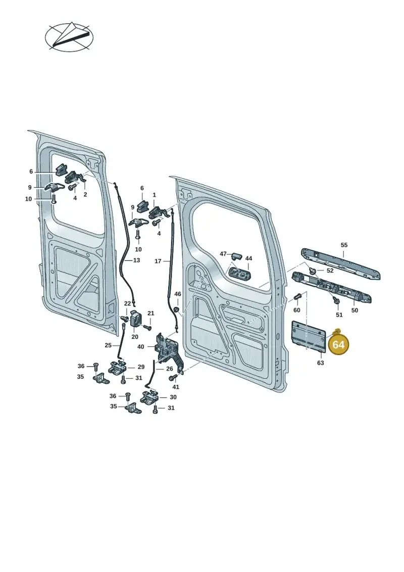 N10741402 — Volkswagen Caddy Maxi Kombi (2020-2024) diagram 2ka827300, position 64