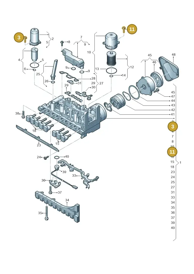 N10787901 — Audi A5 Limousine (2024-2025) diagram 849325100, position 3+11