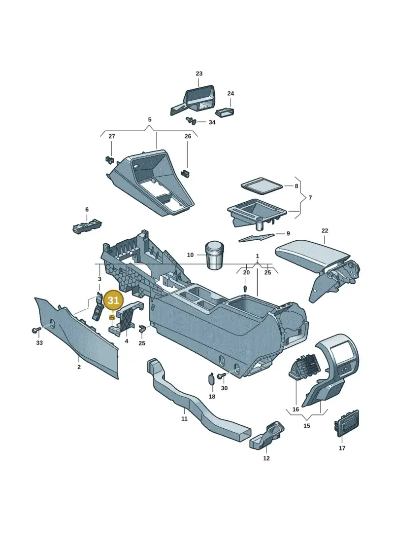N10833301 — Volkswagen Caddy Maxi Kombi (2020-2024) diagram 2ka863050, position 31