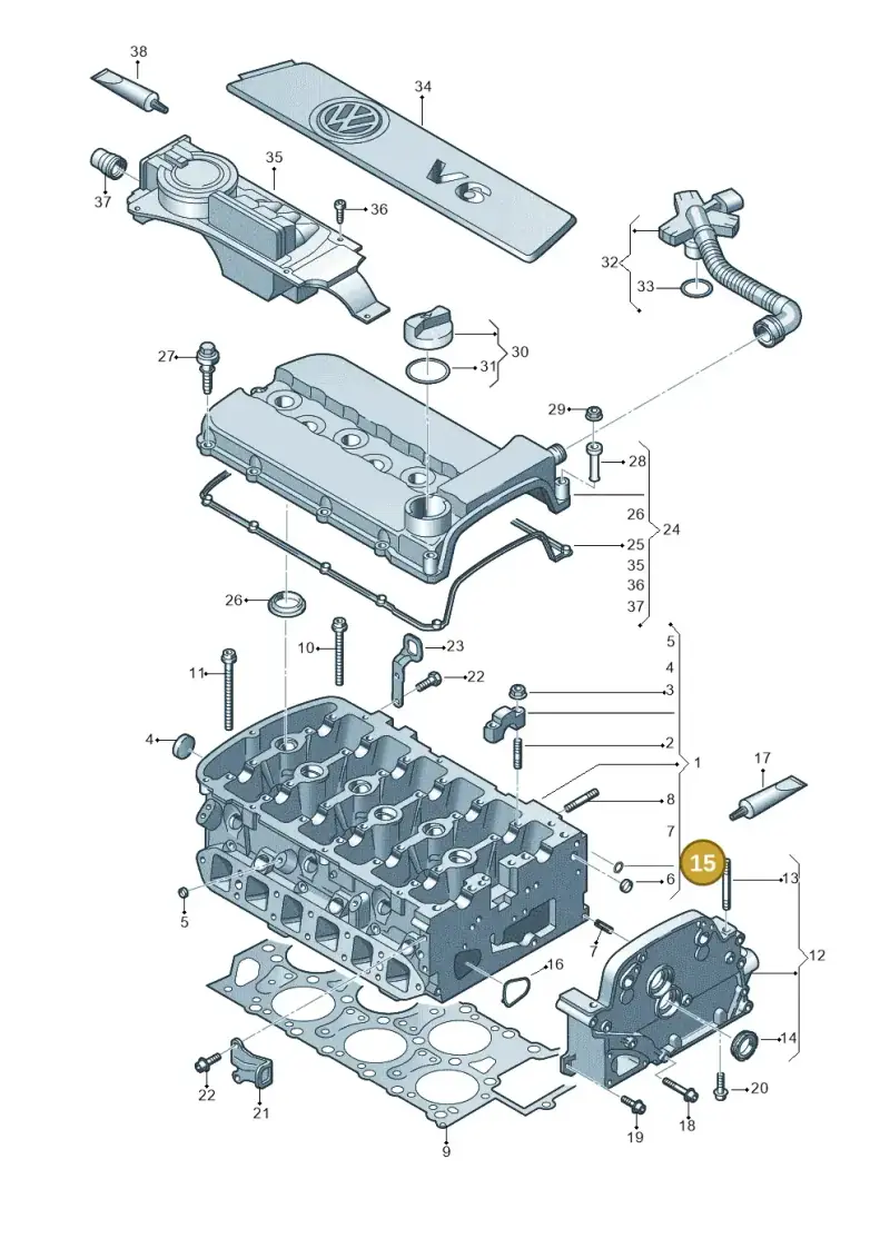 N90041102 — Volkswagen EOS 2.0 (2008-2010) diagram 665103070, position 15