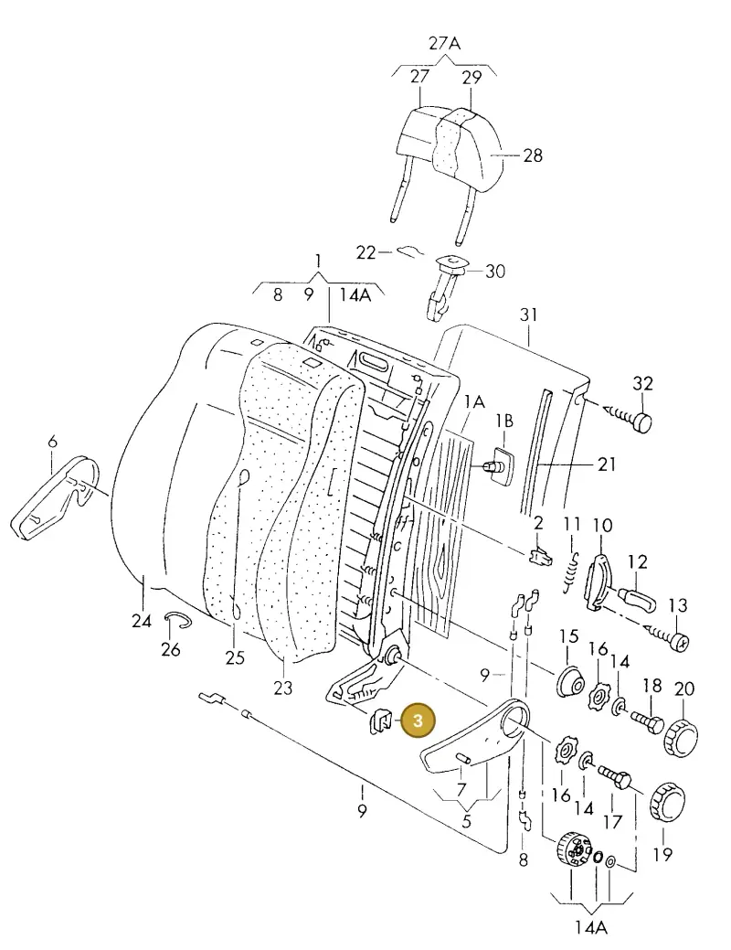 N90052702 — Volkswagen GOLF CABRIO (2002-2002) diagram 121881500, position 3