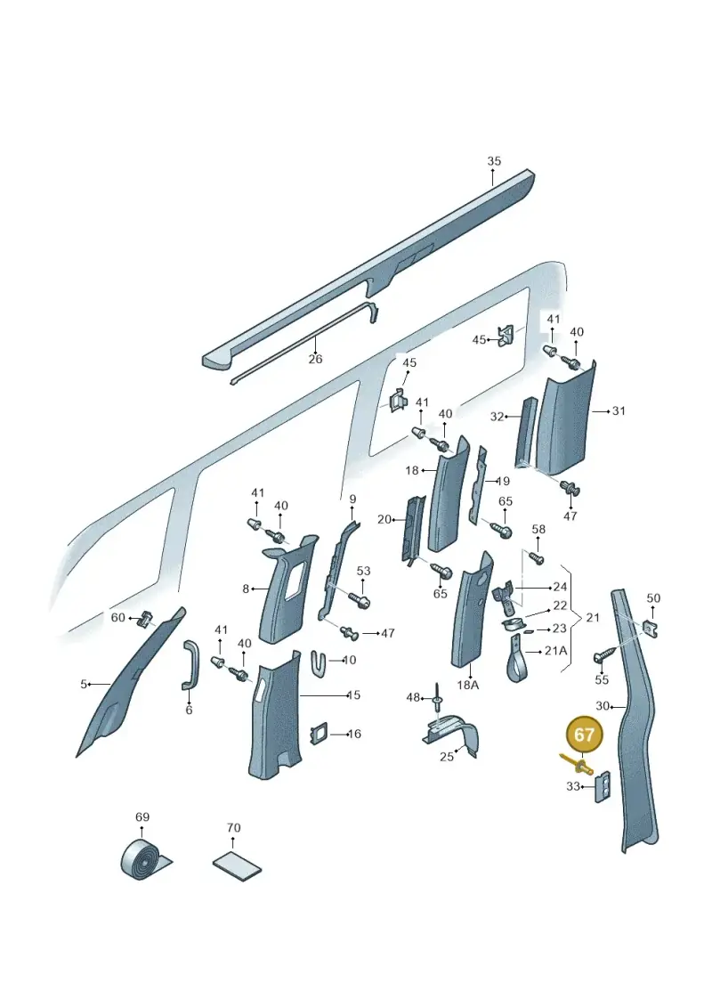 N90097802 — Volkswagen Caravelle (2019-2024) diagram 871867700, position 67