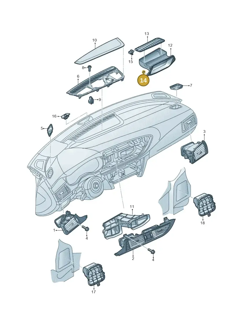 N90132605 — Audi A7 Sportback (2014-2018) diagram 765819100, position 14