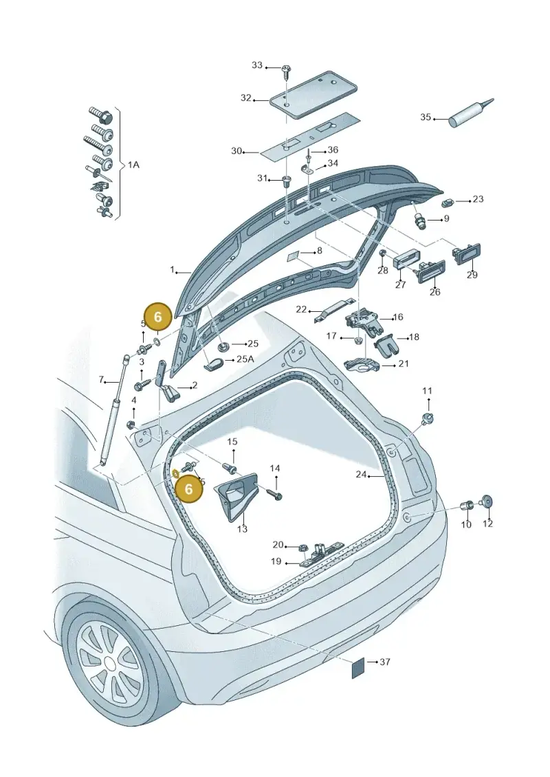 N90155703 — Audi A1 Sportback (2010-2015) diagram 708827000, position 6
