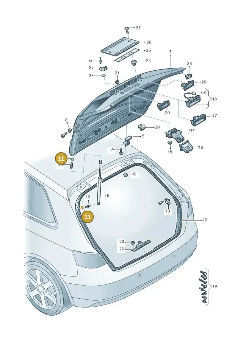 N90155703 — Audi A3 Sportback (2016-2020) diagram 745827000, position 11
