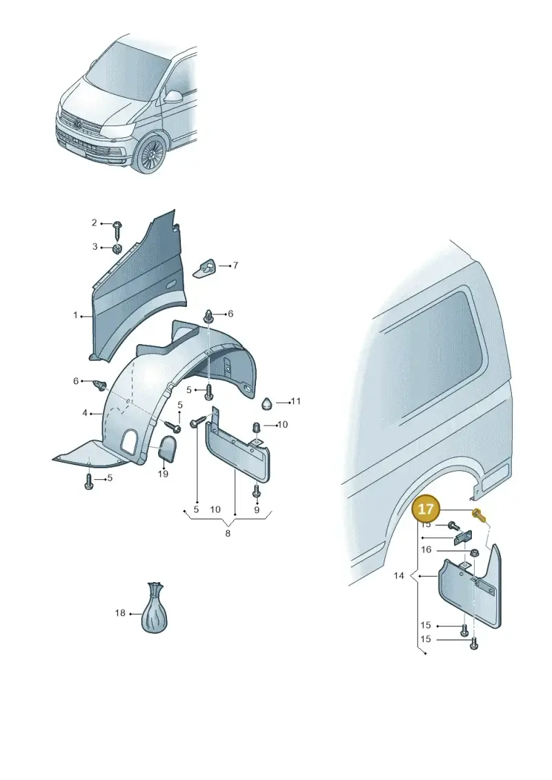 N90172004 — Volkswagen Caravelle (2015-2019) diagram 861821100, position 17