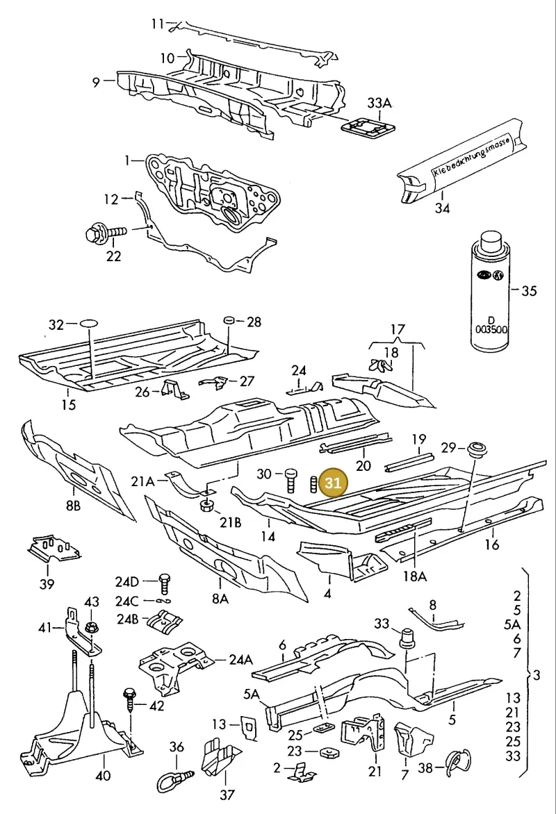 N90175701 — Volkswagen GOLF CABRIO (2002-2002) diagram 121803100, position 31