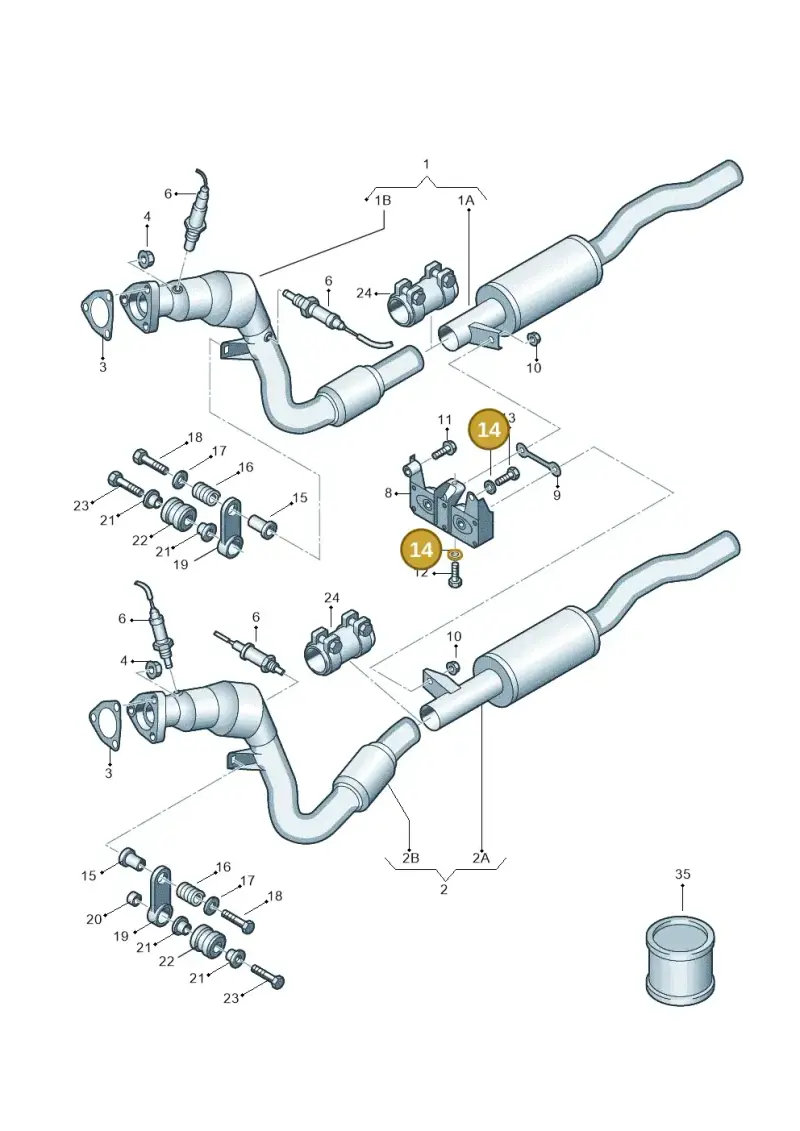 N90179103 — Audi A8/S8/qu. lang (2003-2007) diagram 291253650, position 14