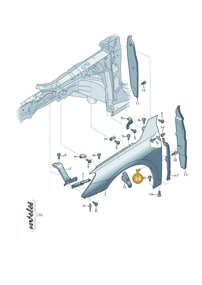 N90201601 — Audi A3 Sportback (2019-2021) diagram 596821000, position 14