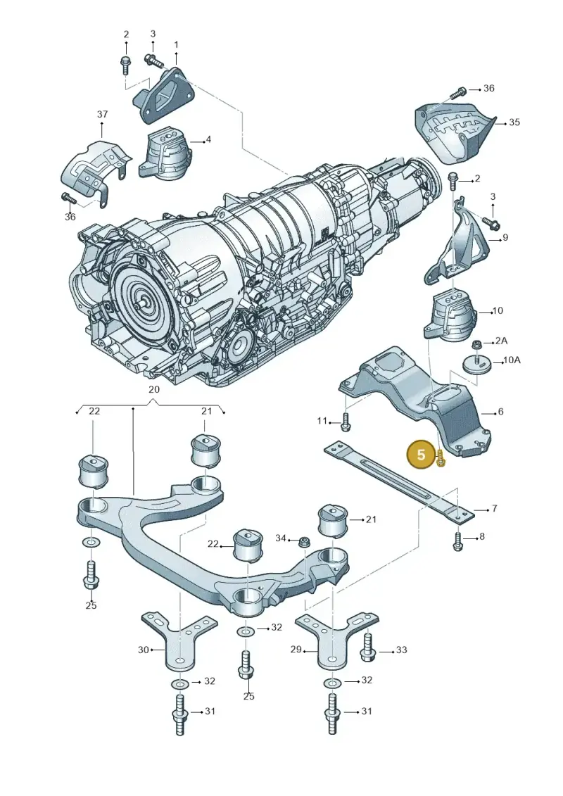 N90215604 — Volkswagen Phaeton 4motion (2008-2010) diagram 258399850, position 5