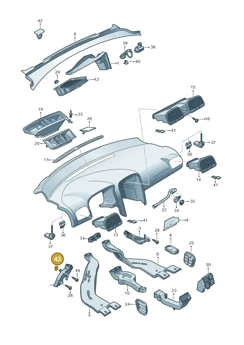 N90257703 — Volkswagen Golf Cabriolet (2011-2016) diagram 649819300, position 43