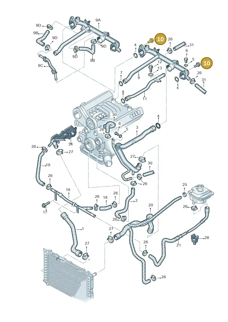 N90271602 — Volkswagen Passat syncro/4Motion (1998-2000) diagram 168121670, position 10