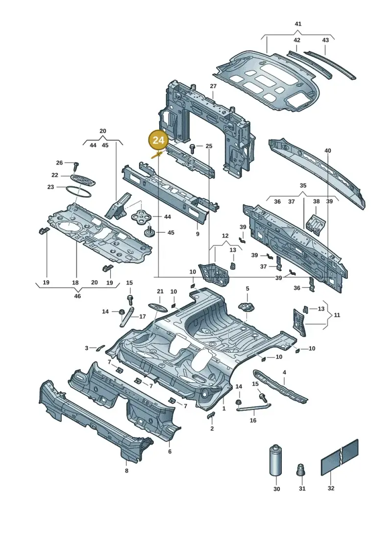 N90286604 — Volkswagen T-Roc convertible 1.5 (2019-2024) diagram 2gk803020, position 24
