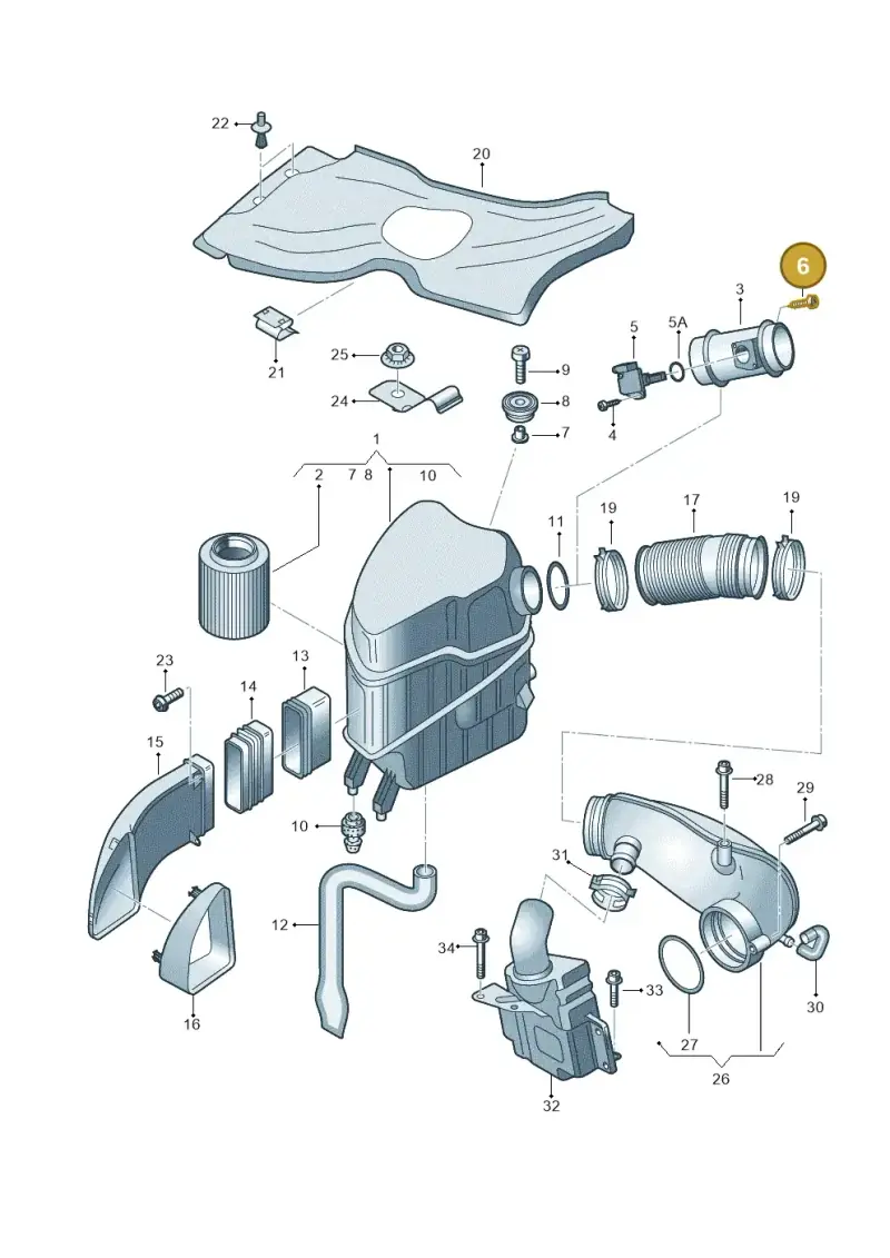 N90288502 — Audi A8/S8/qu. lang (2003-2007) diagram 291133050, position 6