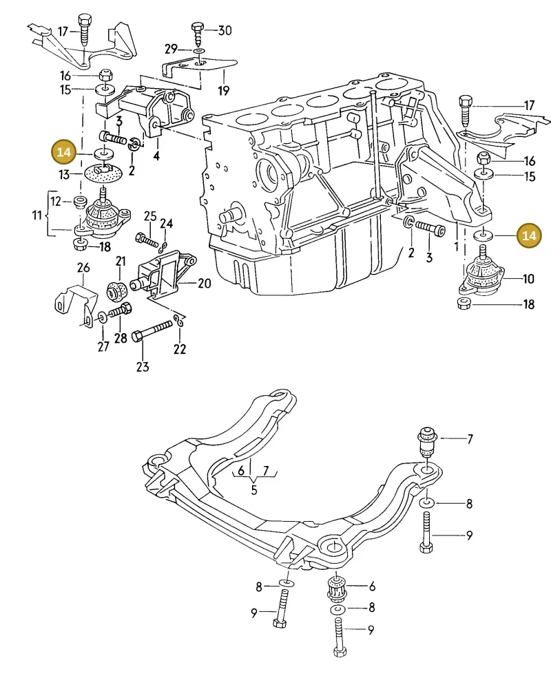 N90289003 — Audi 80/90 (1989-1991) diagram 071033000, position 14