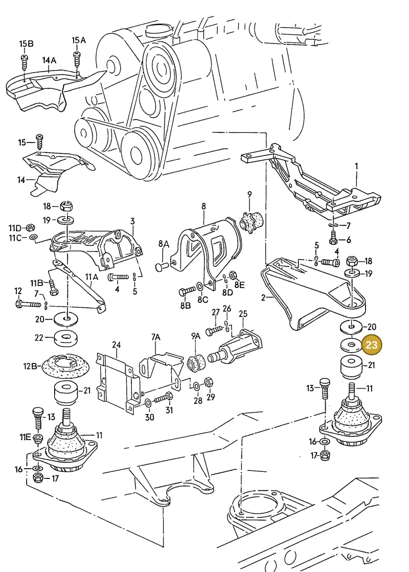 N90289003 — Audi 100/Wagon (1989-1990) diagram 112044000, position 23
