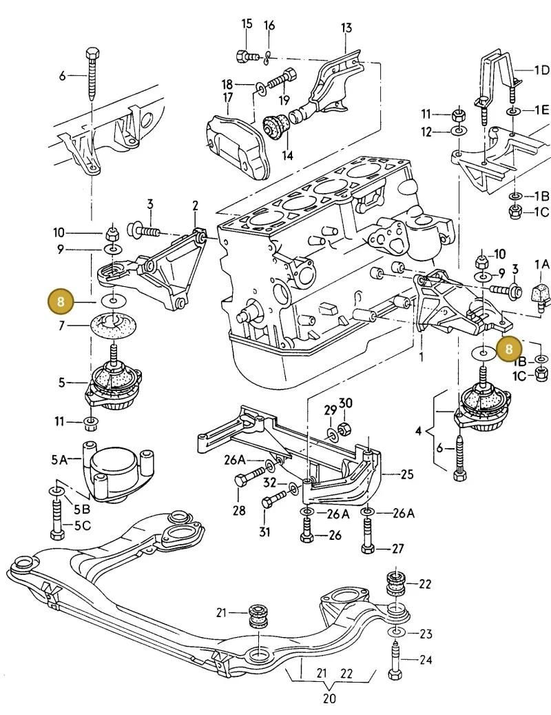N90289003 — Audi 90                93 (1992-1993) diagram 123199200, position 8