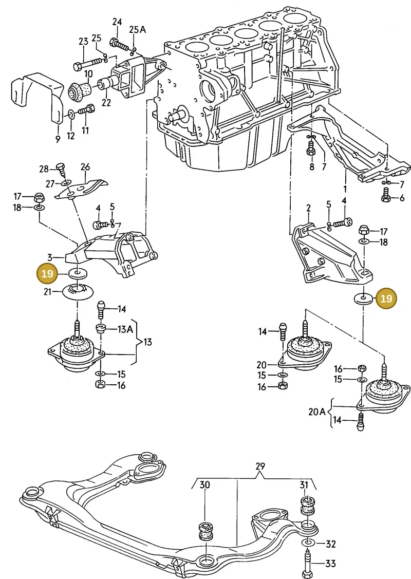 N90289003 — Audi 80 Av.Rs2 qu. (1994-1995) diagram 141199300, position 19