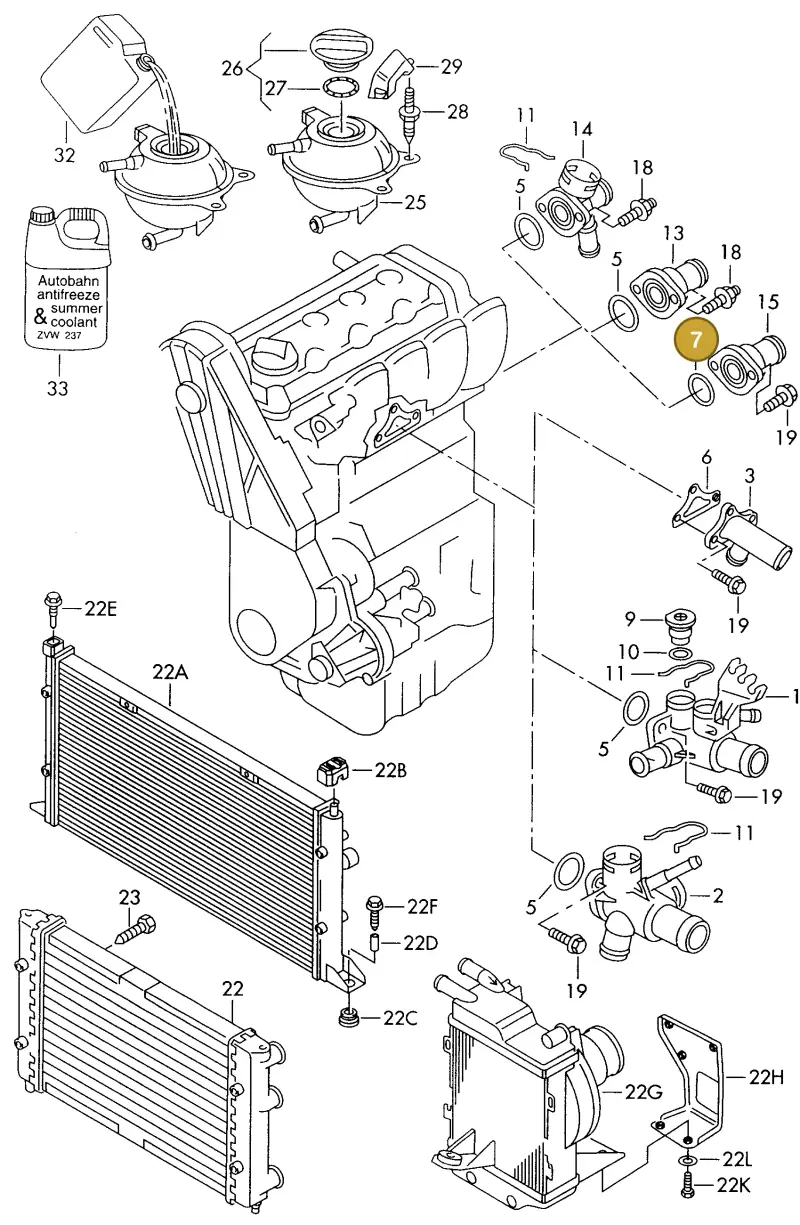 N90295401 — Volkswagen Golf (1996-1997) diagram 121121700, position 7
