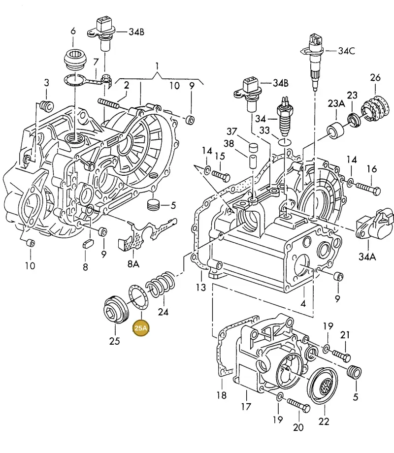 N90354301 — Volkswagen GOLF CABRIO (2002-2002) diagram 159301350, position 25A