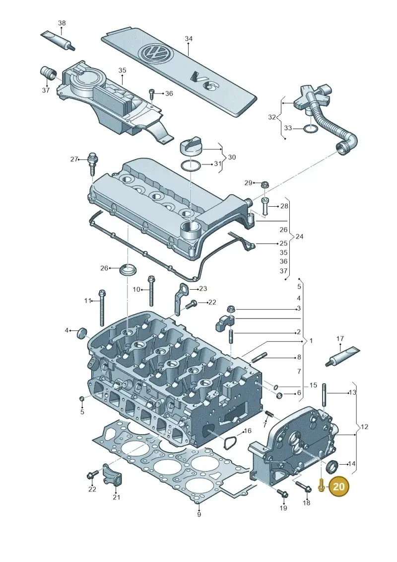 N90355905 — Volkswagen EOS 2.0 (2008-2010) diagram 665103070, position 20