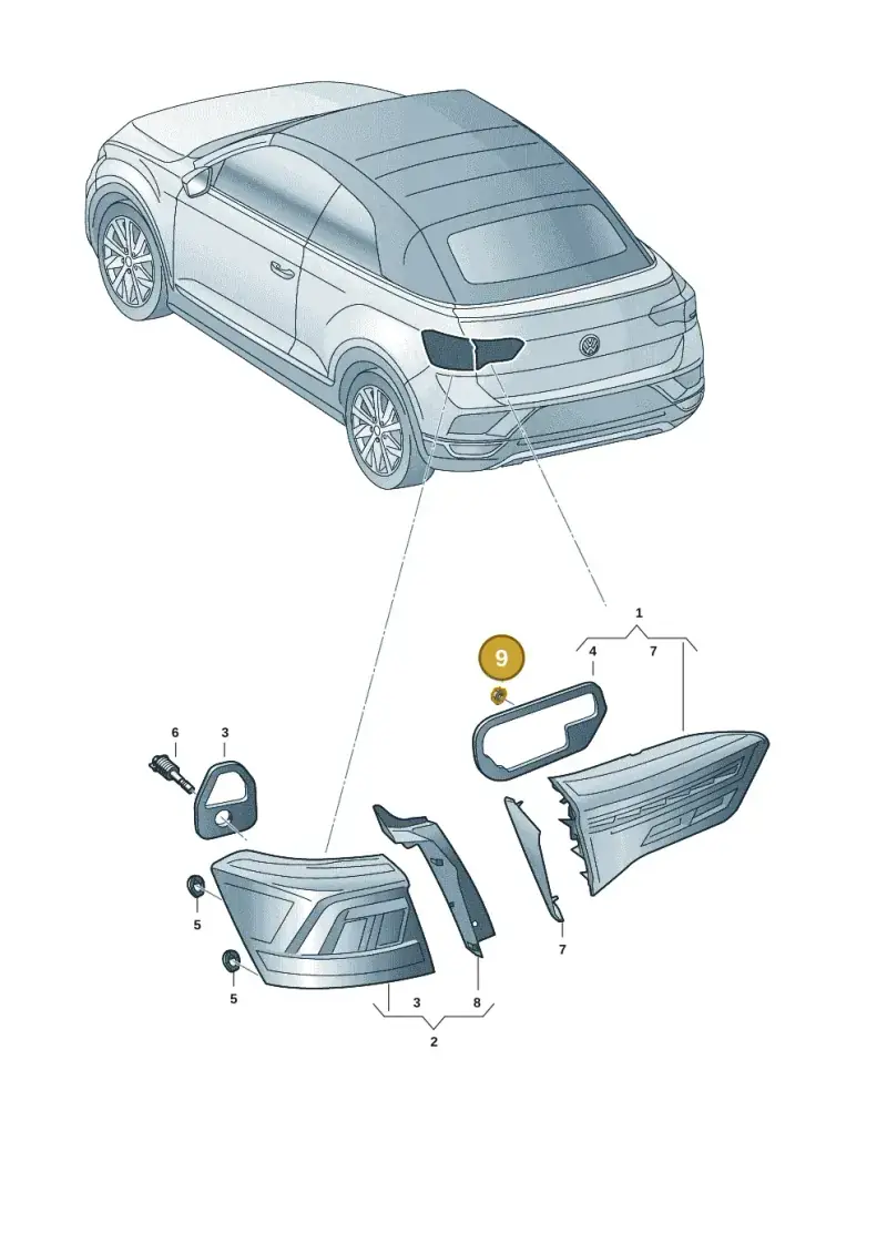N90434903 — Volkswagen T-Roc convertible 1.5 (2019-2024) diagram 2gk945000, position 9