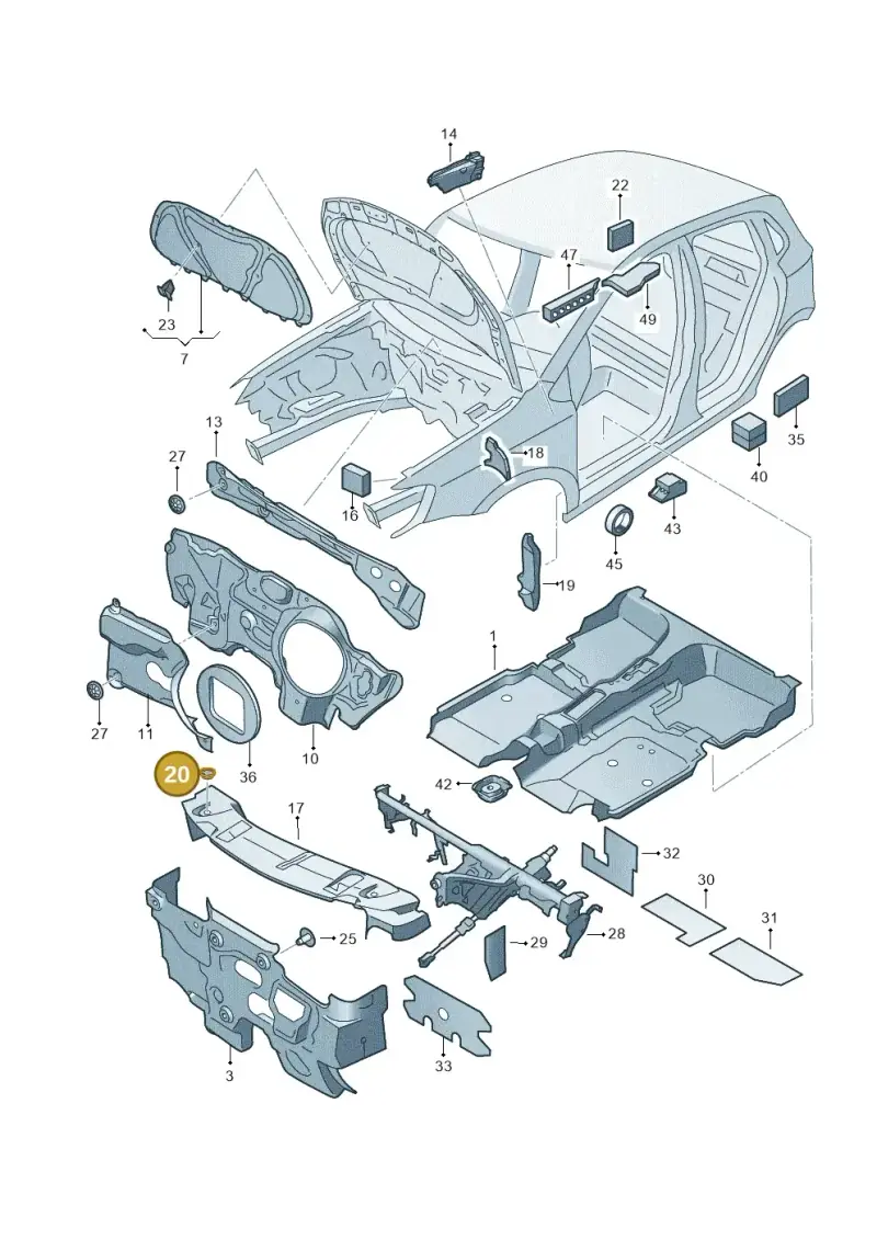 N90436101 — Volkswagen Polo (2012-2014) diagram 672863200, position 20
