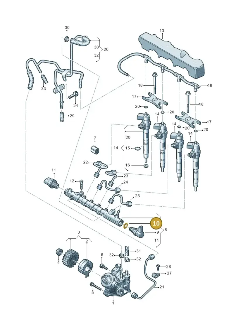 N90451902 — Volkswagen Golf 2.0 (2016-2020) diagram 587130000, position 10