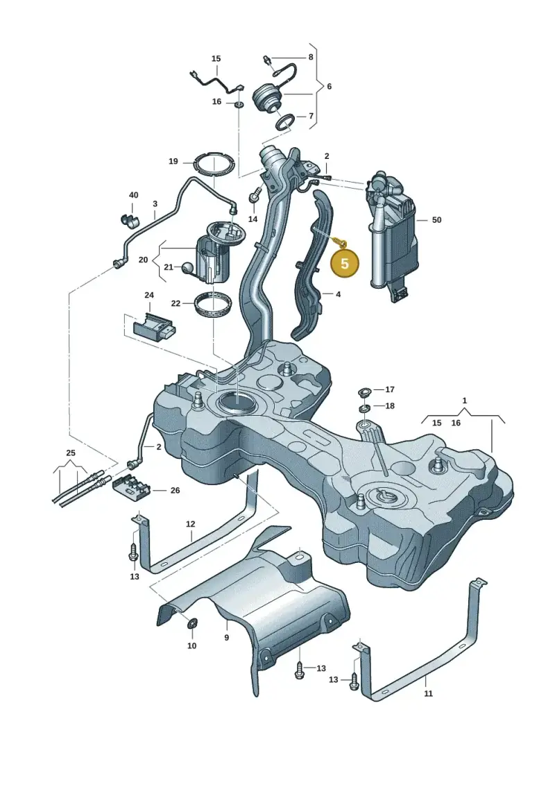 N90475801 — Volkswagen Golf 2.0 BlueMotion (2019-2024) diagram 5h0201047, position 5