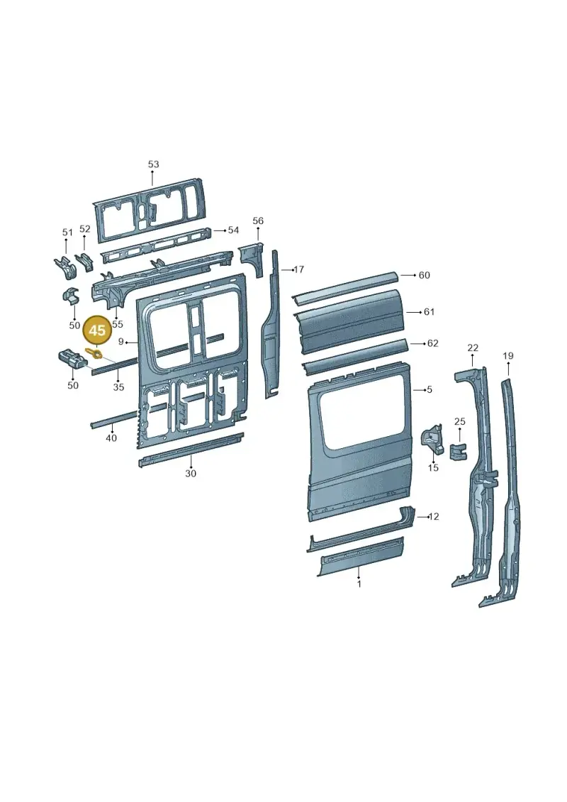 N90478601 — Volkswagen Crafter 35 panel (2011-2016) diagram 483809500, position 45