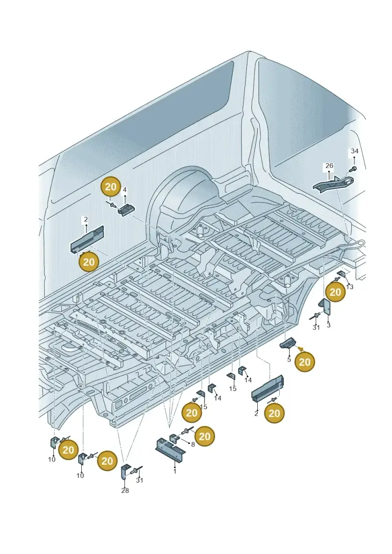 N90478601 — Volkswagen Caravelle (2015-2019) diagram 861801400, position 20