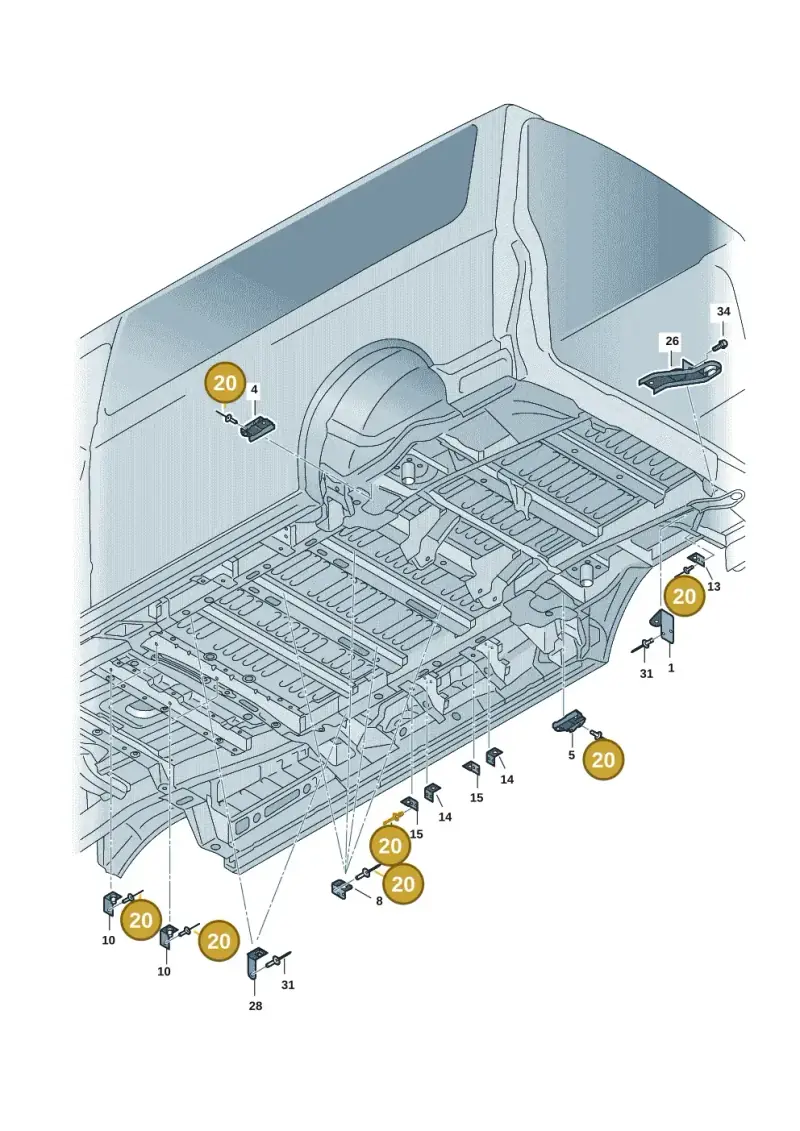 N90478601 — Volkswagen Caravelle (2019-2024) diagram 7ep801040, position 20