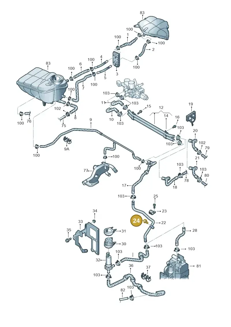 N90506102 — Volkswagen Phaeton 4motion (2010-2016) diagram 258121630, position 24