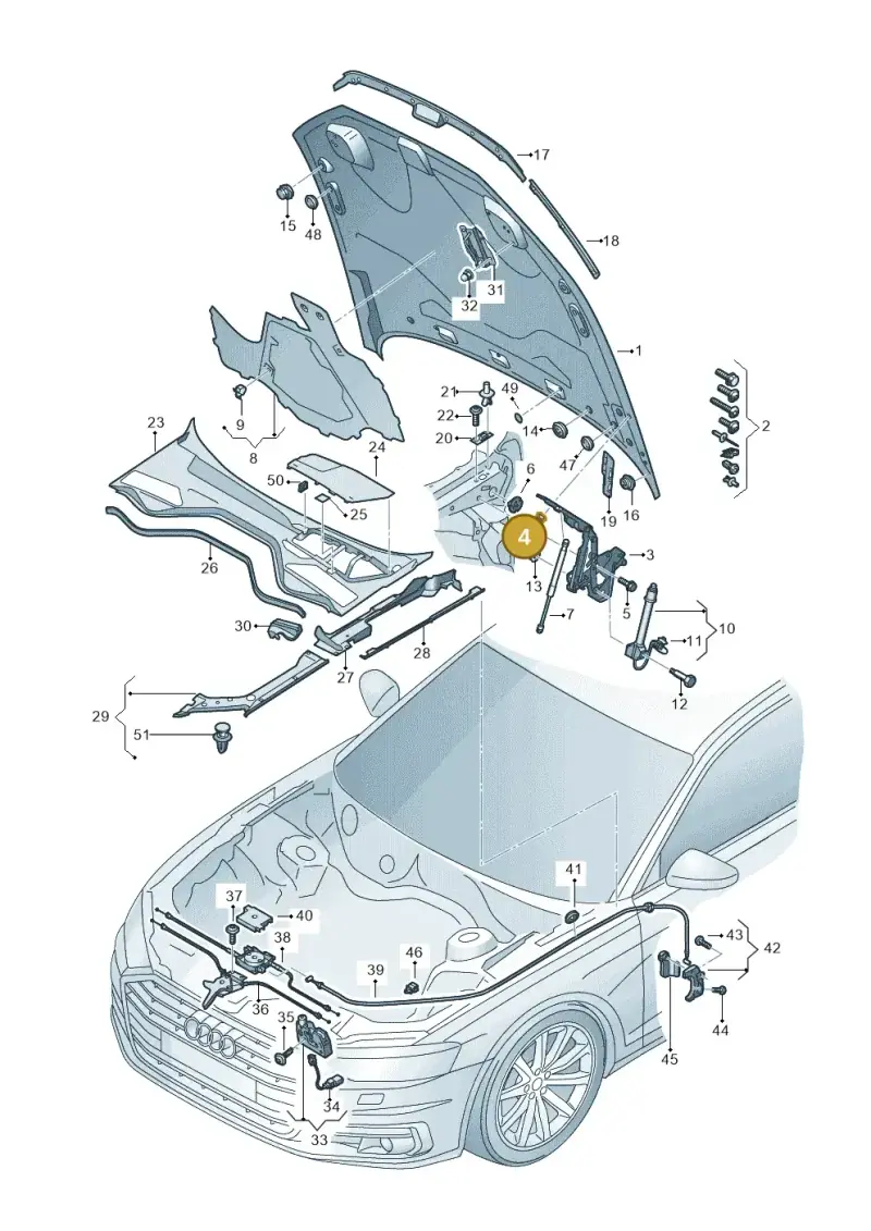 N90511509 — Audi A8 (2017-2025) diagram 838823000, position 4