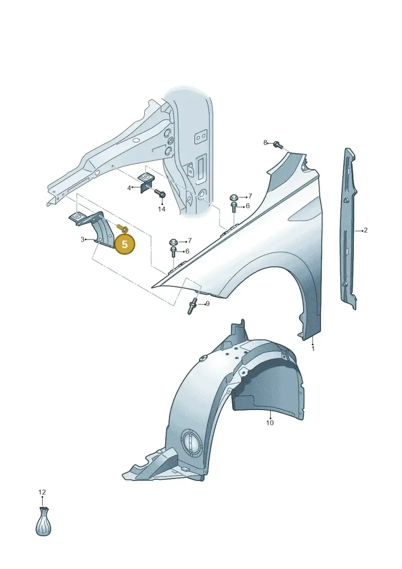 N90529803 — Volkswagen Polo 1.0 BlueMotion (2017-2024) diagram 837821000, position 5