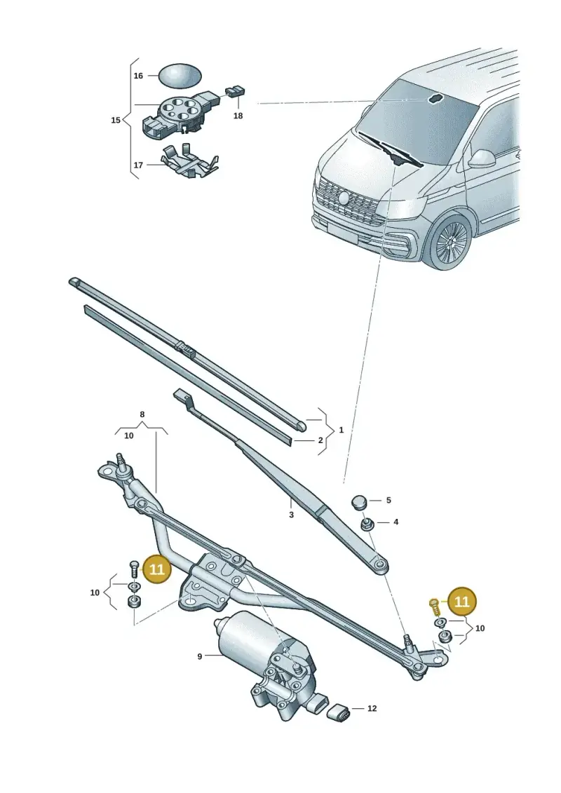N90533005 — Volkswagen Transport. multivan (2019-2024) diagram 7em955000, position 11