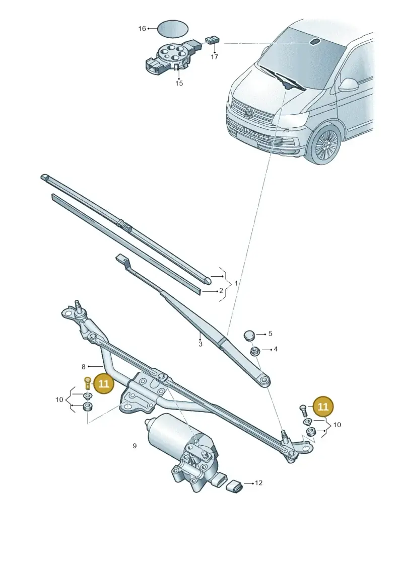 N90533005 — Volkswagen Caravelle (2015-2019) diagram 861955000, position 11
