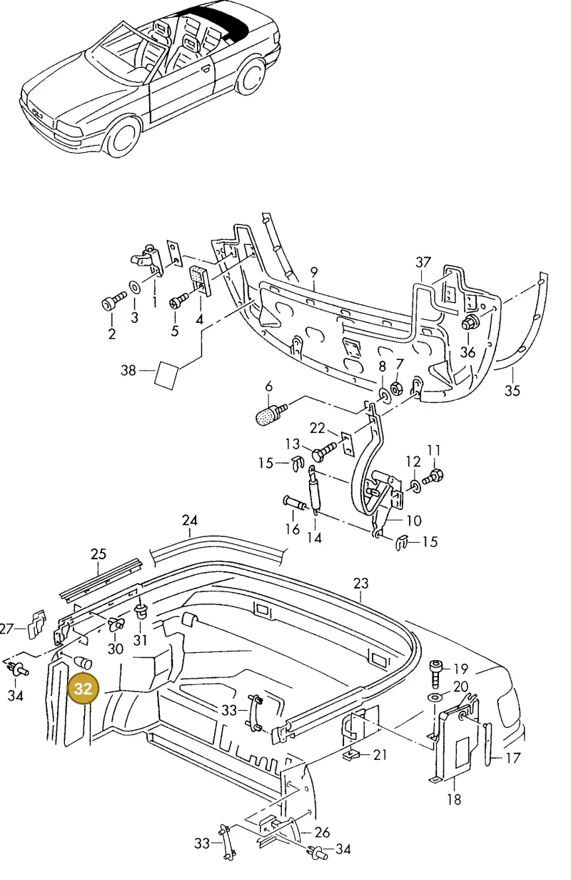 N90541701 — Audi Cabrio. (1993-1998) diagram 040825000, position 32