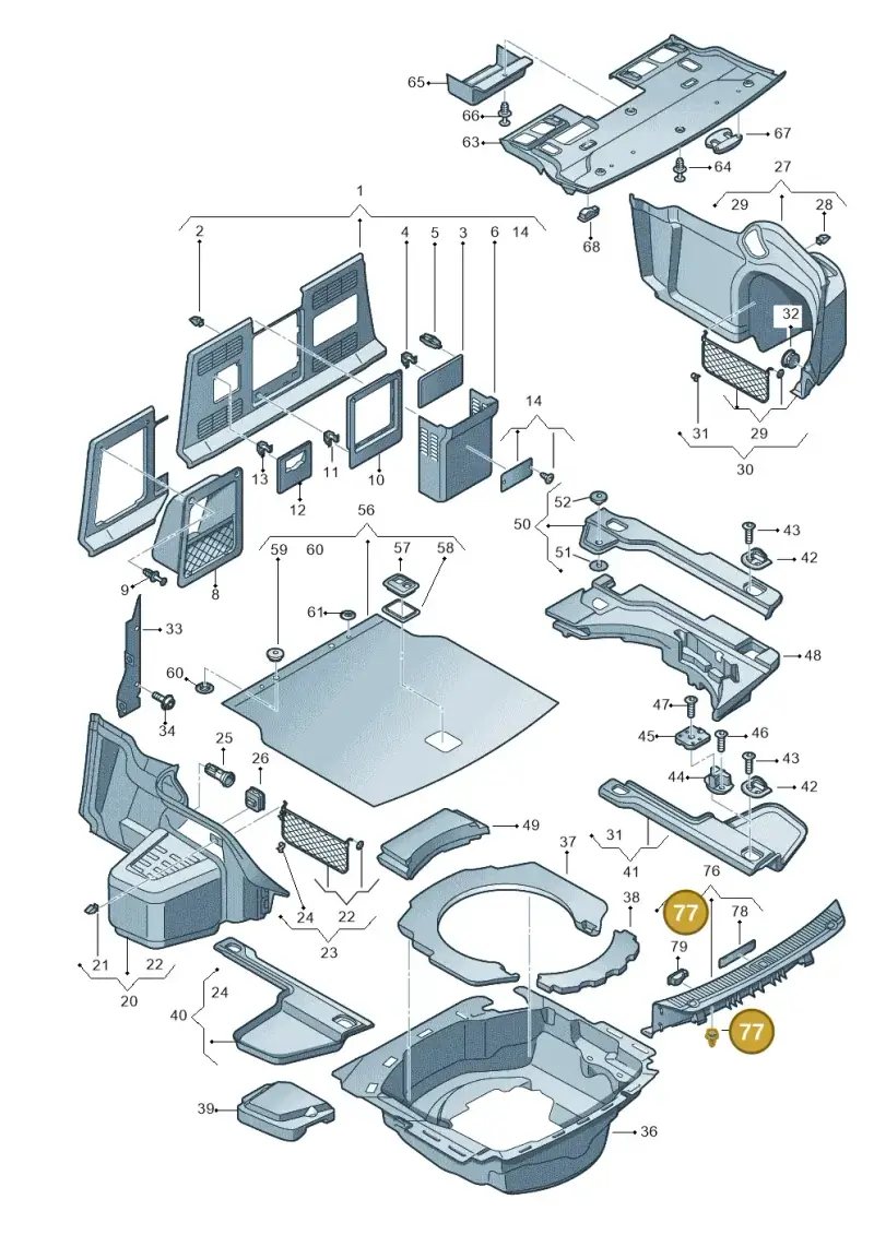 N90541701 — Audi A8L qu. 3.0 TDI (2009-2014) diagram 696863800, position 77