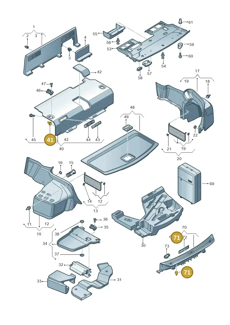 N90541701 — Audi A8 (2013-2018) diagram 696863850, position 41+71
