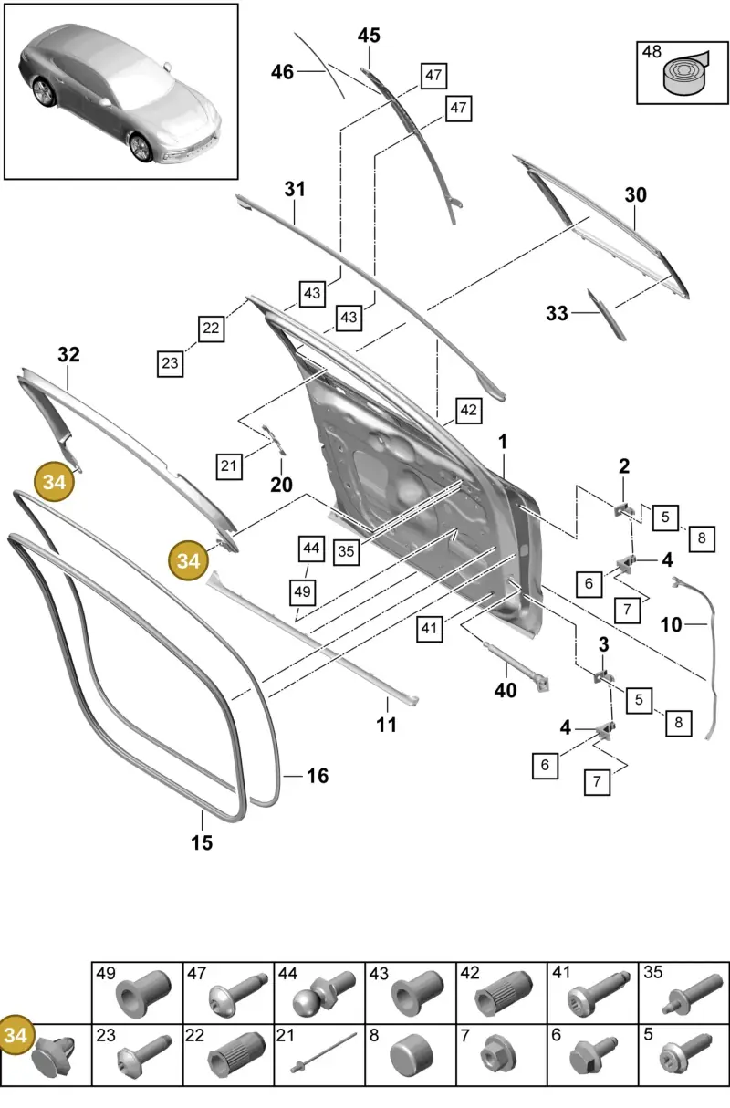 N90541701 — Porsche Panamera (2016-2020) diagram p49804000, position 34