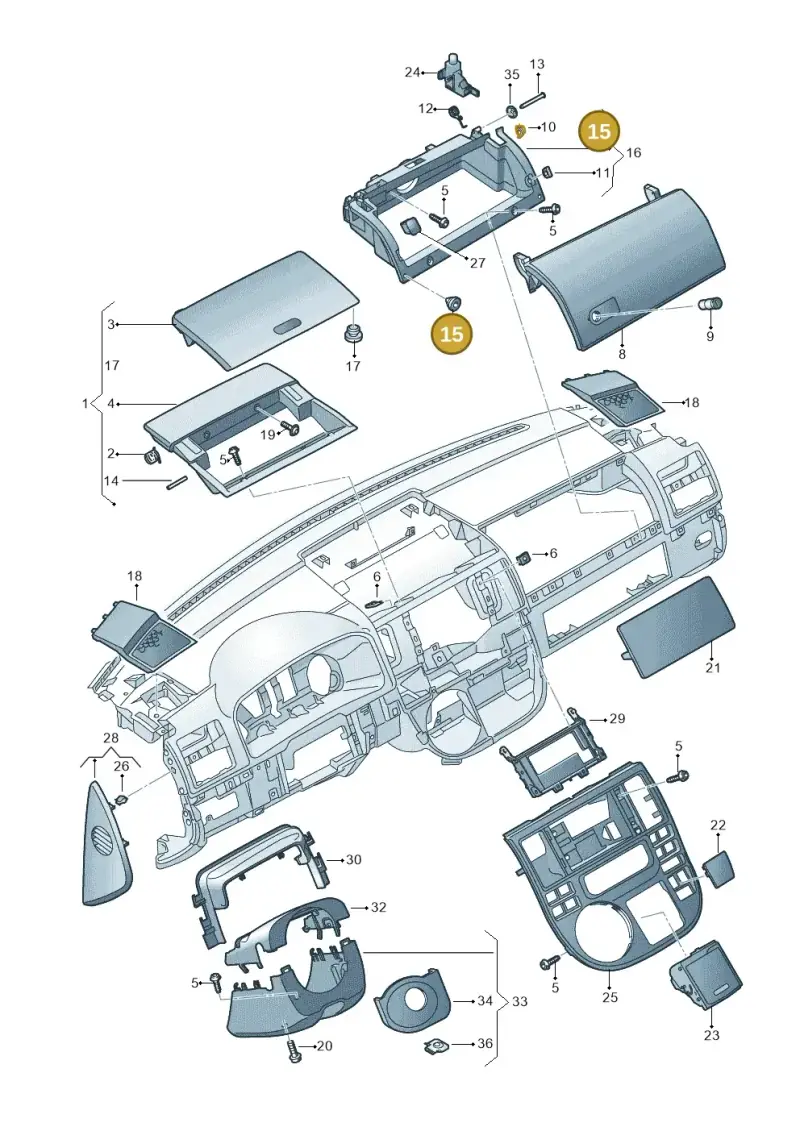 N90581401 — Volkswagen Transp. caravelle (2011-2015) diagram 679857100, position 15
