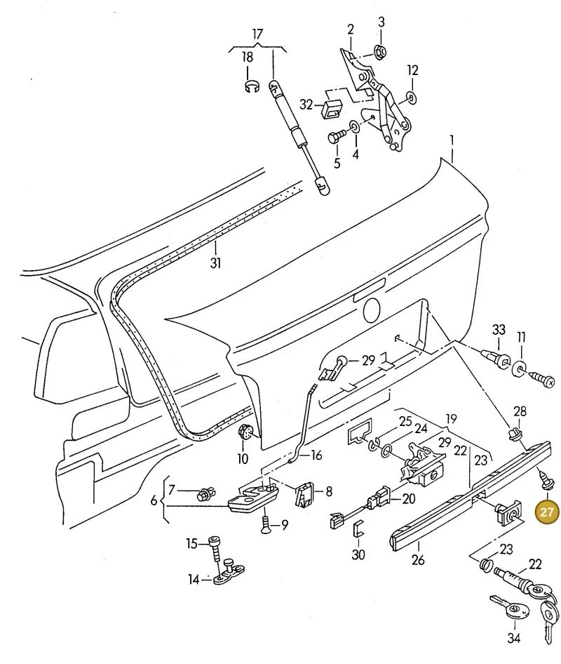 N90582101 — Volkswagen Golf Cabrio (1994-1996) diagram 146827000, position 27