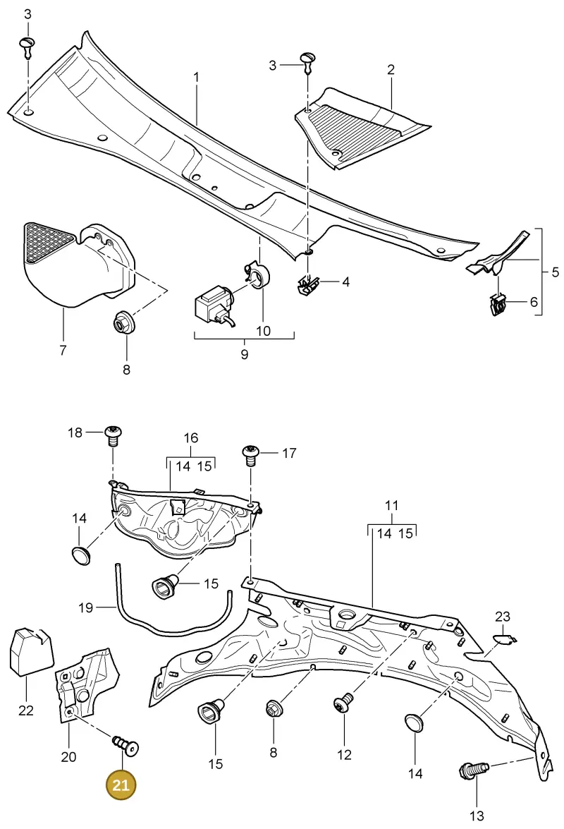 N90584101 — Porsche Cayenne (2007-2010) diagram p31813090, position 21