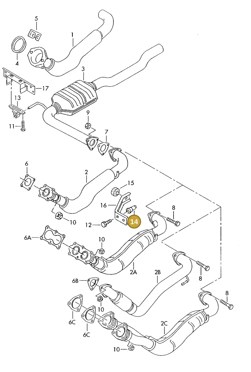 N90589901 — Volkswagen Transporter            96 (1996-1996) diagram 117253600, position 14
