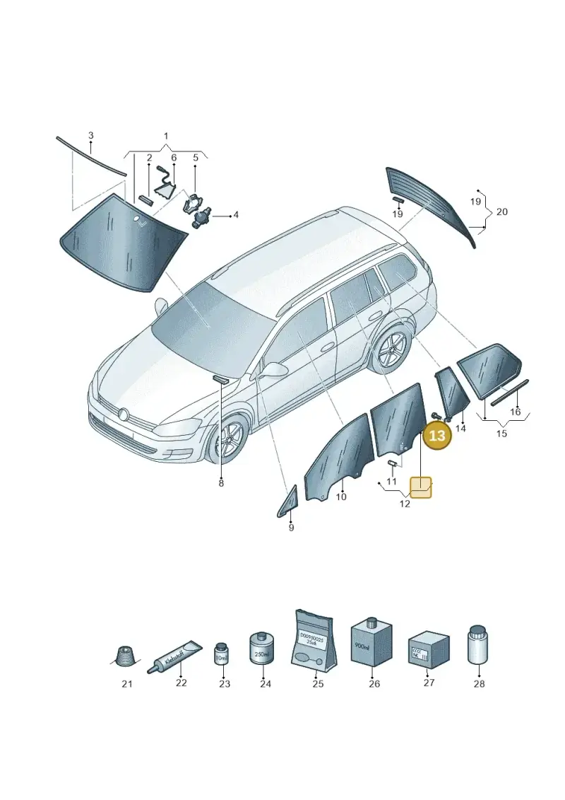 N90598804 — Volkswagen Golf Estate (2013-2017) diagram 763845000, position 13