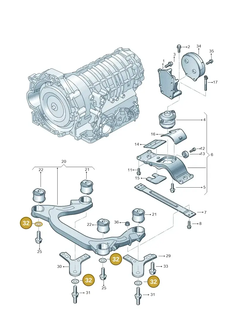 N90625003 — Volkswagen Phaeton (lang) (2003-2006) diagram 258399700, position 32