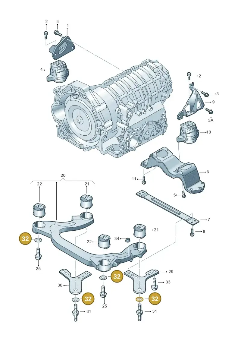 N90625003 — Volkswagen Phaeton 4motion (2010-2016) diagram 258399800, position 32
