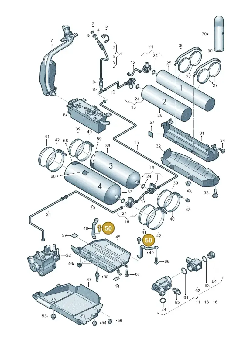 N90630504 — Volkswagen Touran 2.0 (2010-2015) diagram 694201070, position 50